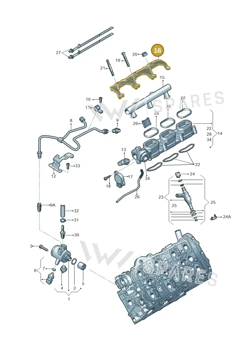 06E133340E — Audi A6 Av. qu. 3.0 (2012-2018) diagram 648133540, position 16