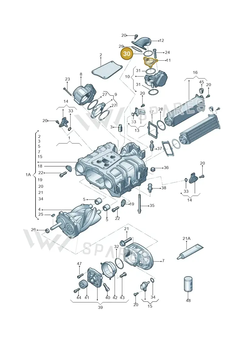 06E145272A — Audi A6 1.8 (2015-2019) diagram 887145030, position 30
