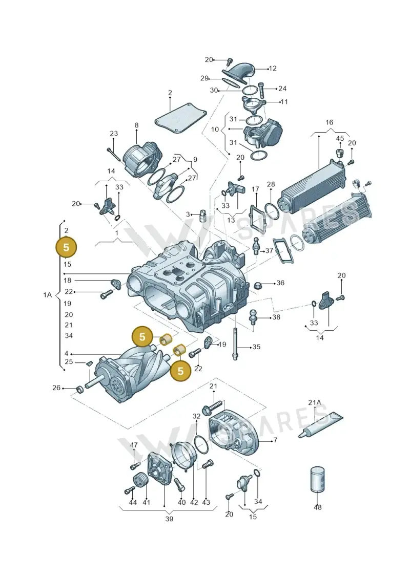 06E145475 — Audi A6 1.8 (2015-2019) diagram 887145030, position 5