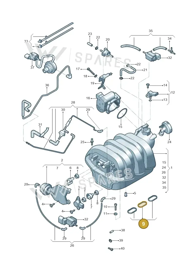 06E198717 — Audi A4L 2.0 (2008-2012) diagram 669133062, position 9