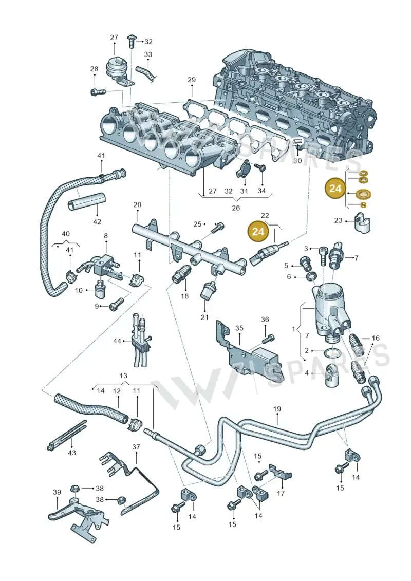 06E998907E — Audi RSQ3 qu. 2.5 (2013-2018) diagram 676133340, position 24