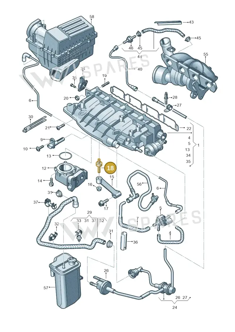 06F121273A — Audi Q3 1.4 (2012-2016) diagram 728133220, position 18