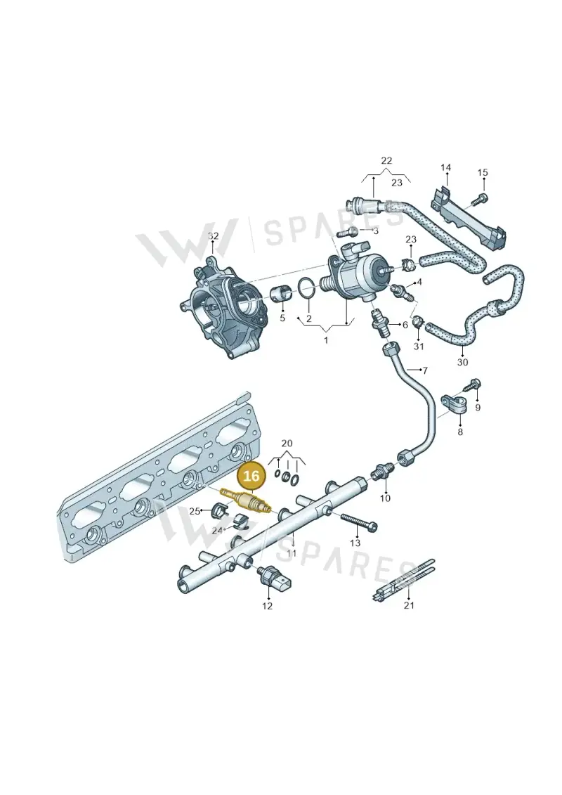 06G906036AF — Audi A6 2.0 (2018-) diagram 896133240, position 16