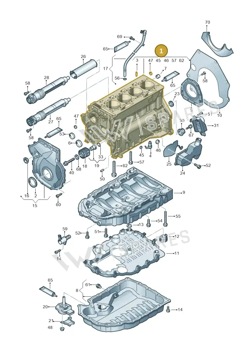 06H103011T — Audi A8L qu. 3.0 TDI (2013-2018) diagram 636103020, position 1