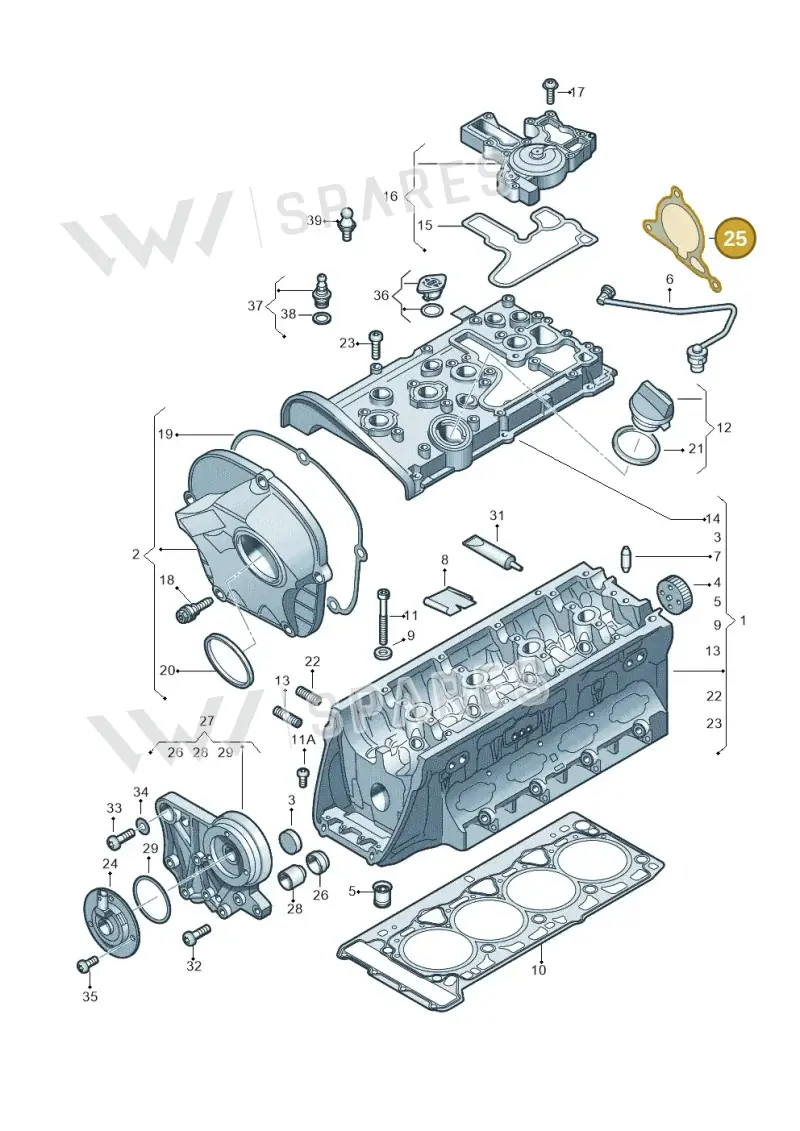 06H103121F — Audi A3 Sportback (2008-2013) diagram 627103530, position 25
