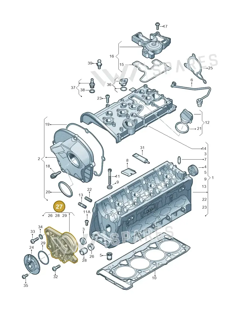 06H103144K — Audi A3 Sportback (2008-2013) diagram 627103530, position 27
