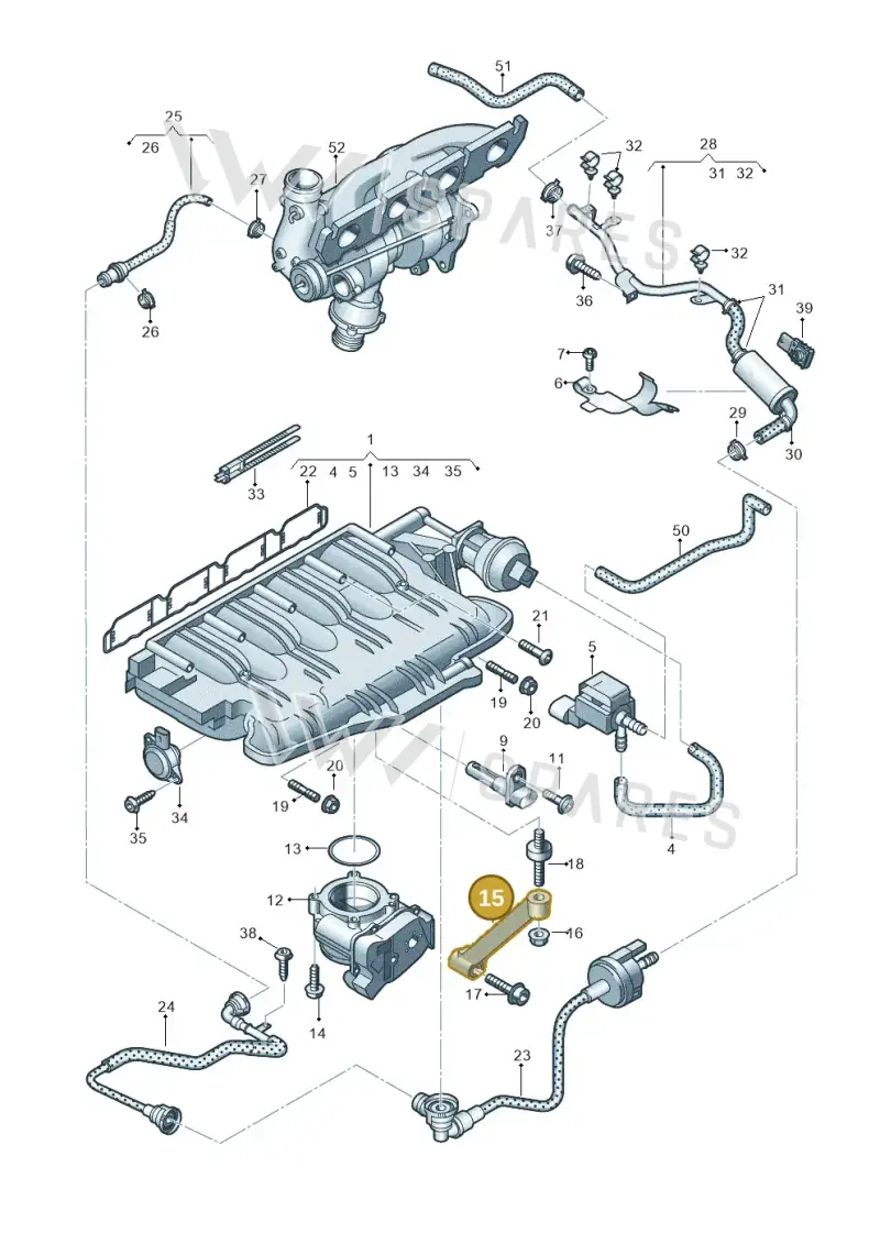 06H129723J — Audi A8L qu. 3.0 TDI (2013-2018) diagram 696133040, position 15