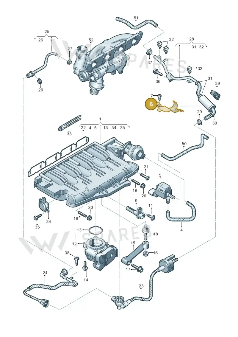 06H133167 — Audi A8L qu. 3.0 TDI (2013-2018) diagram 696133040, position 6