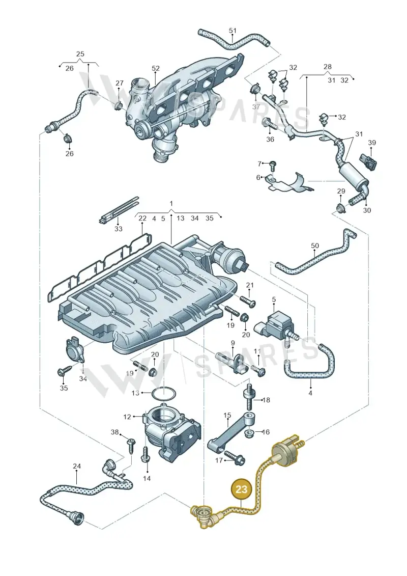 06H133781CP — Audi A8L qu. 3.0 TDI (2013-2018) diagram 696133040, position 23