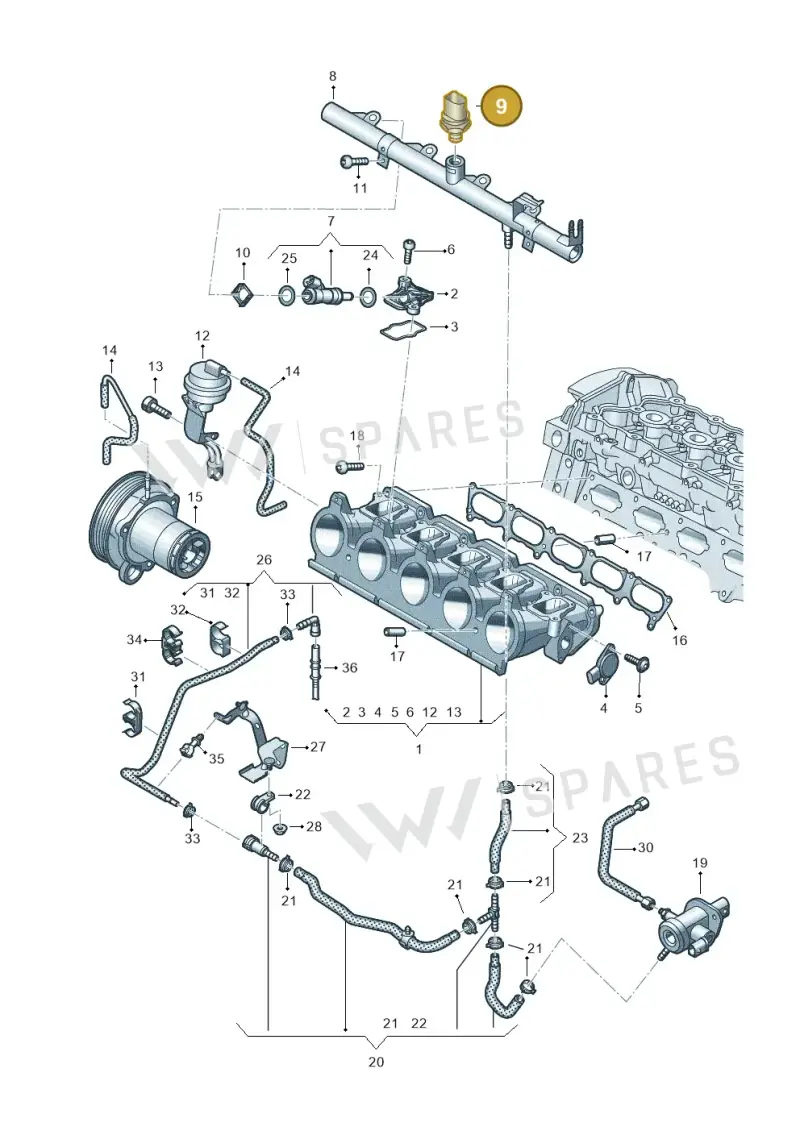 06H906051K — Audi RSQ3 Sportback (2019-2024) diagram 898133340, position 9