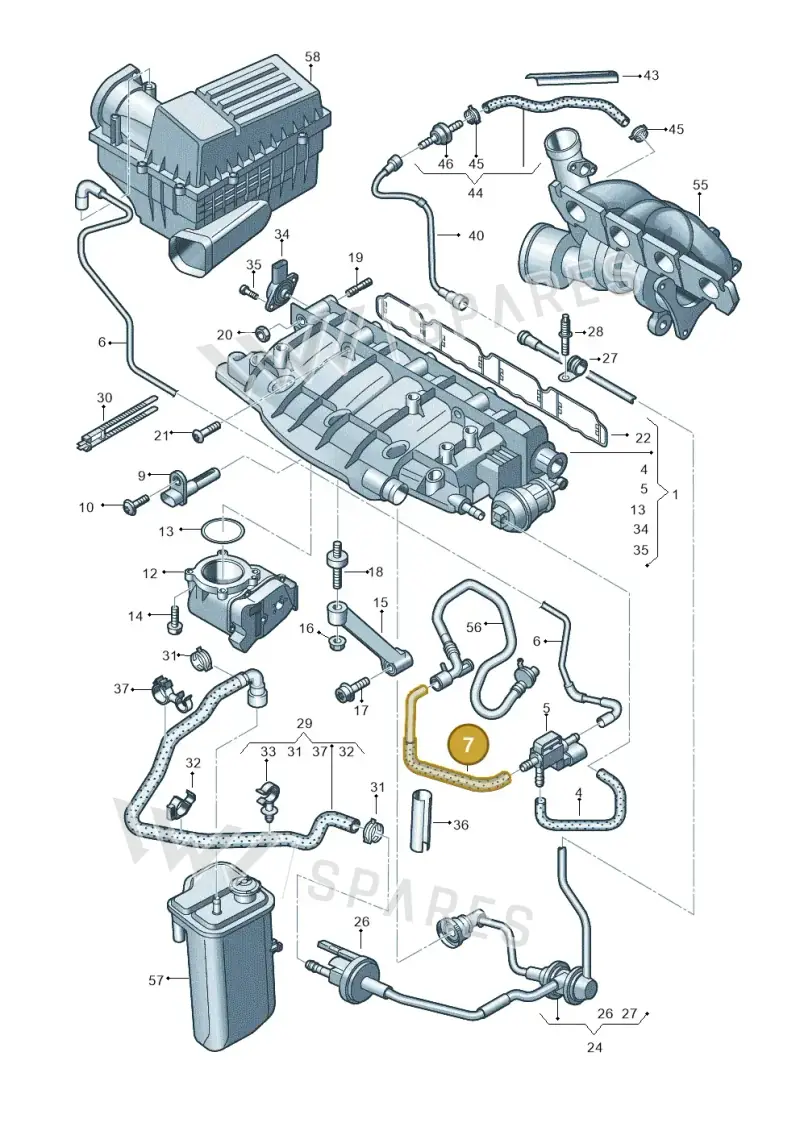 06J133241AB — Audi Q3 1.4 (2012-2016) diagram 728133220, position 7