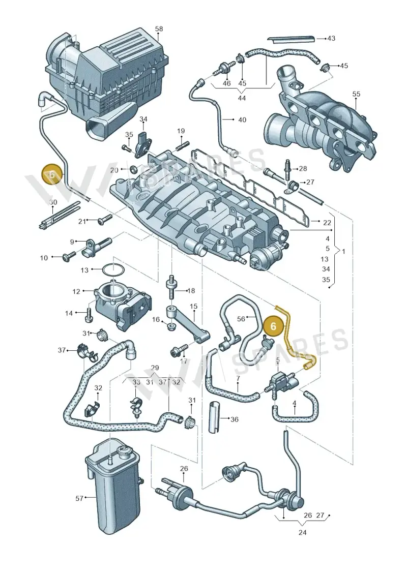 06J133583D — Audi Q3 2.0 TDI (2014-2019) diagram 728133220, position 6