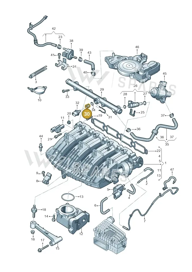 06K127813G — Audi Q2 2.0 TDI (2016-2018) diagram 884133100, position 30