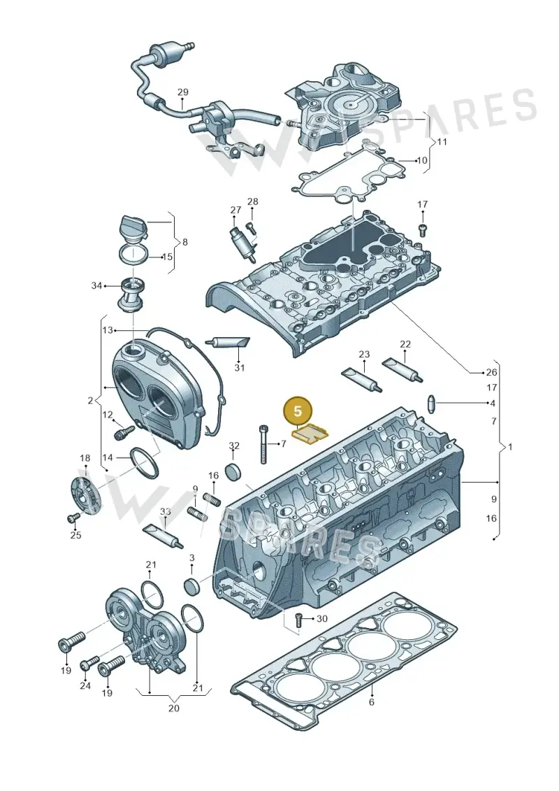06L103411G — Audi A1 sportback 1.0 (2018-) diagram 863103500, position 5