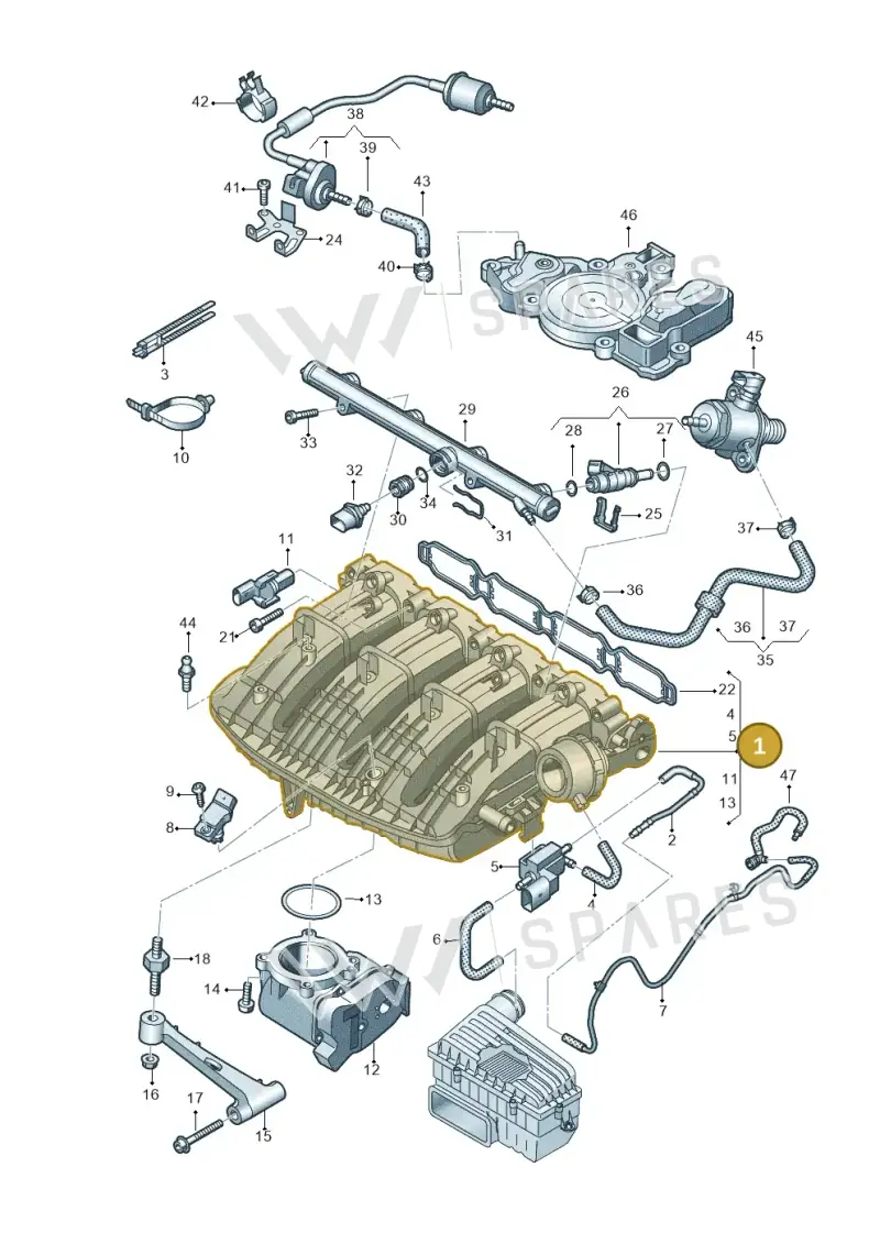 06L133201DM — Audi A5 Cabrio 2.0 (2016-2018) diagram 848133400, position 1