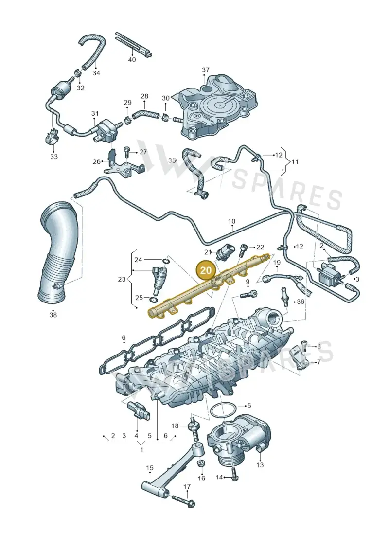06L133313A — Audi A5 Sportback (2016-2020) diagram 849133160, position 20