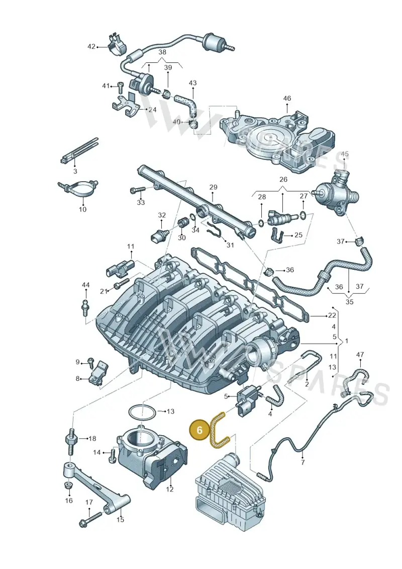 06L133583G — Audi A5 Cabrio 2.0 (2016-2018) diagram 848133400, position 6