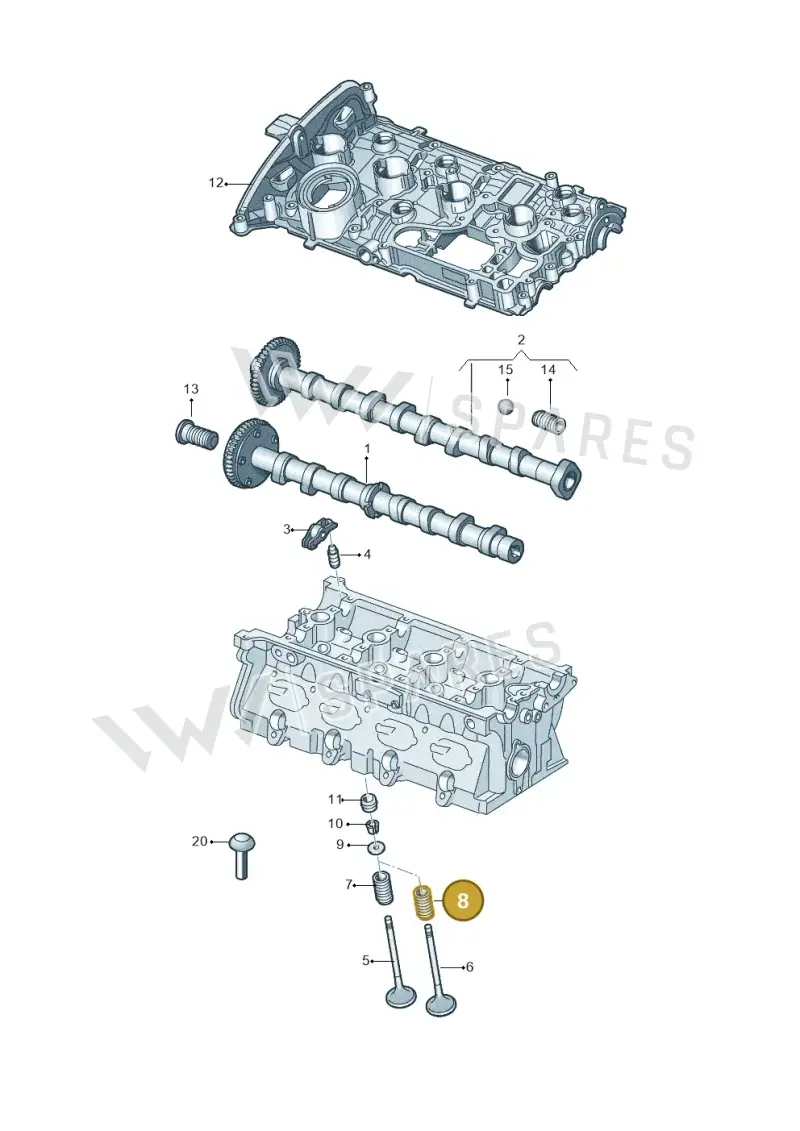 06M109623E — Audi A3 Sportback (2019-2021) diagram 627109200, position 8