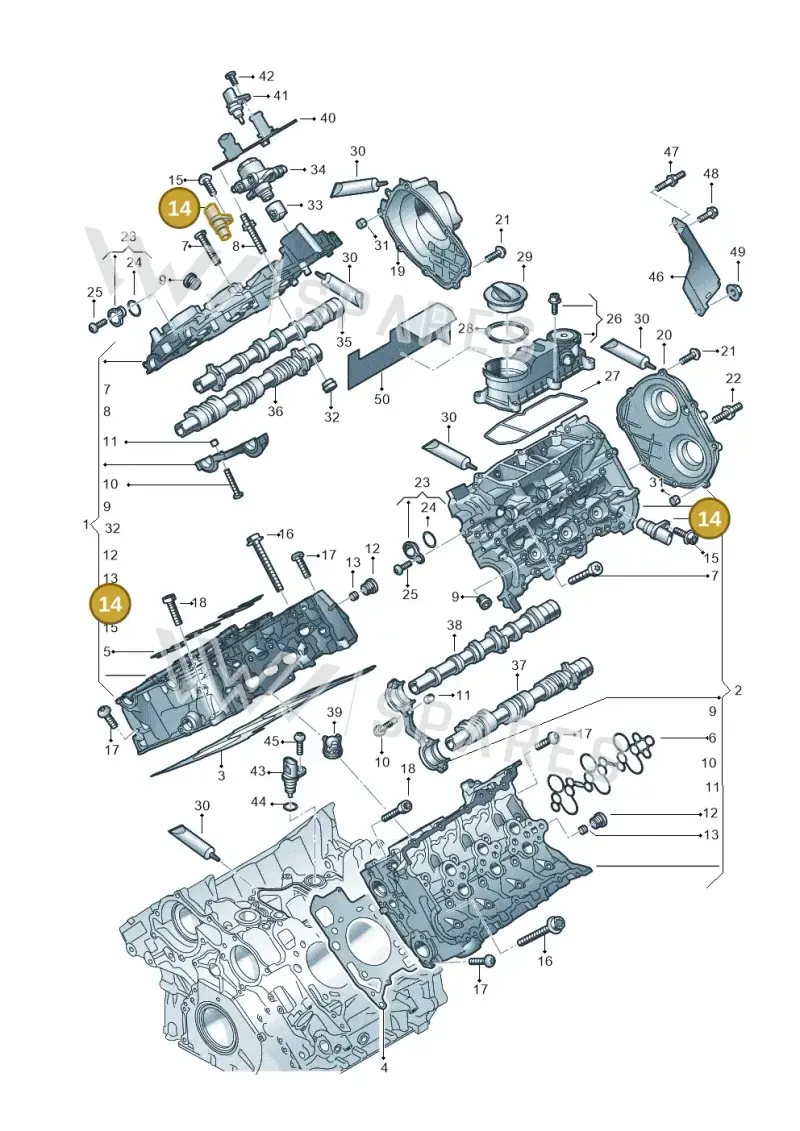 06M907601K — Audi Q8 Quattro 3,0 (2018-) diagram 429103033, position 14