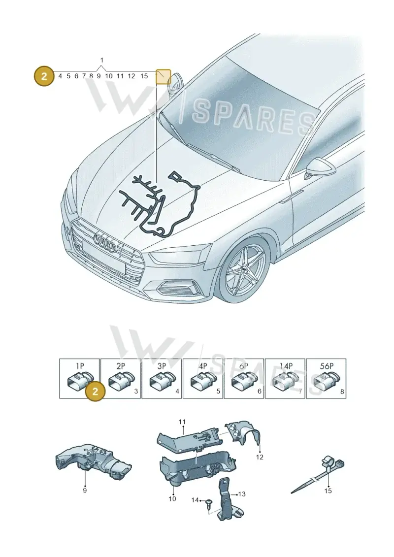 06M971461 — Audi RS5 Sportback (2017-) diagram 897971510, position 2