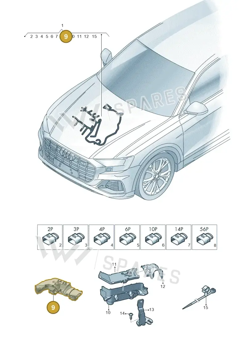 06M971822 — Audi Q8 Quattro 3,0 (2018-) diagram 429971350, position 9