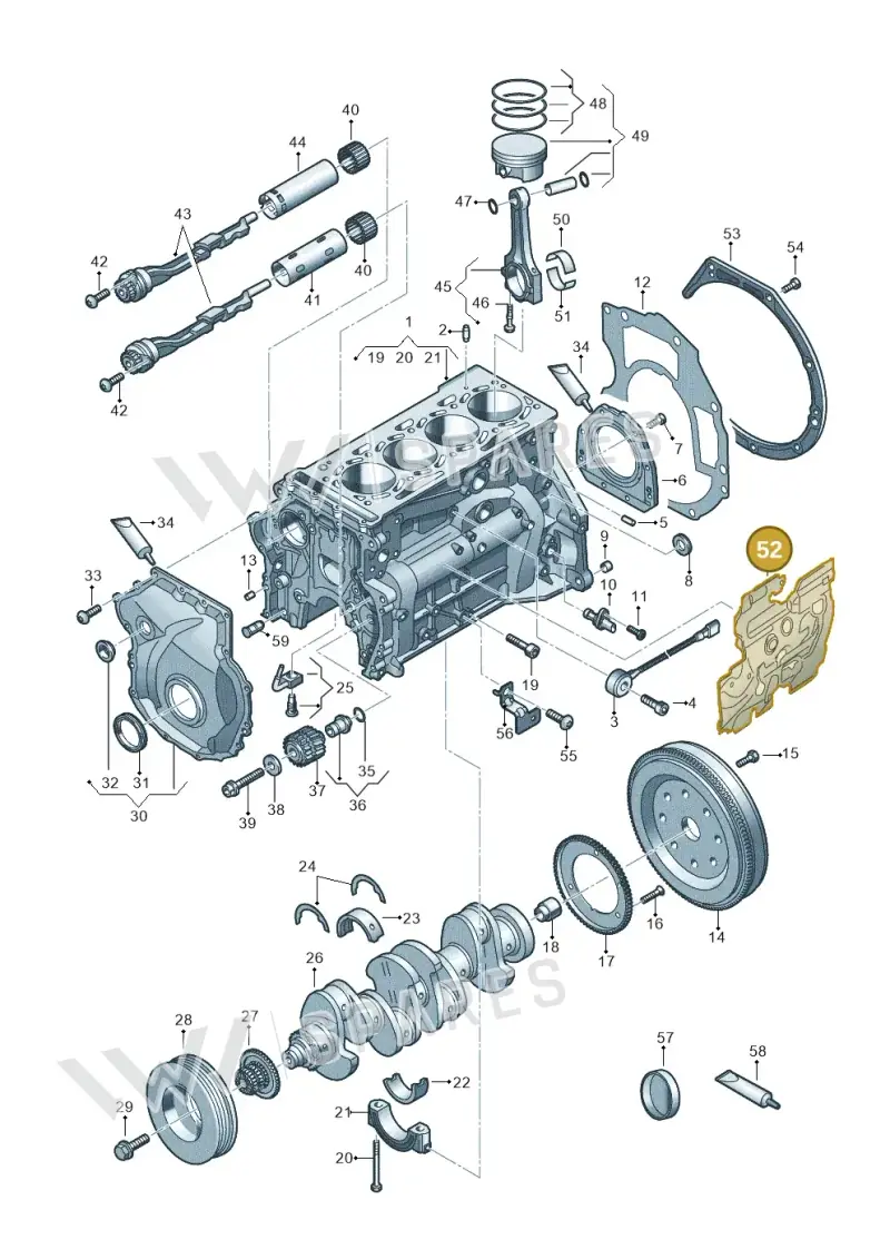 06Q103967D — Audi A3 Sportback (2019-2021) diagram 596103014, position 52