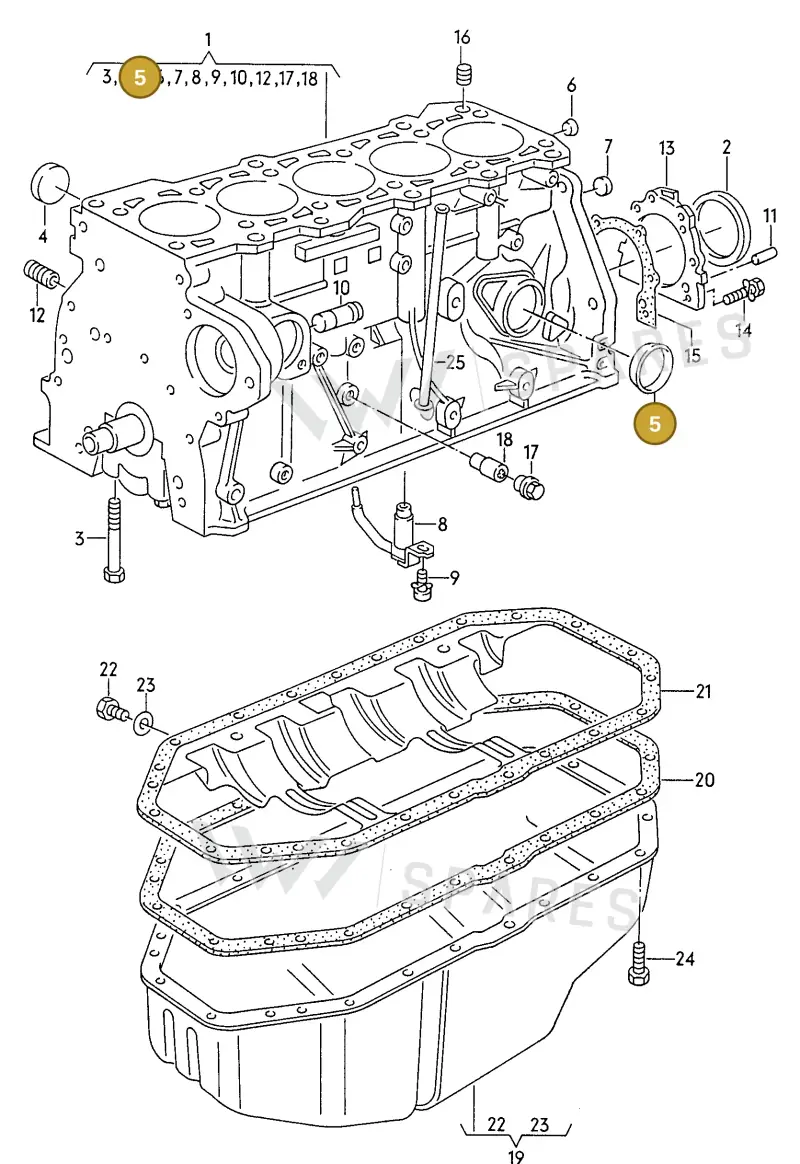 074103113A — Audi A6/S6/Wg.qu.F>4A (1996-1997) diagram 118103280, position 5