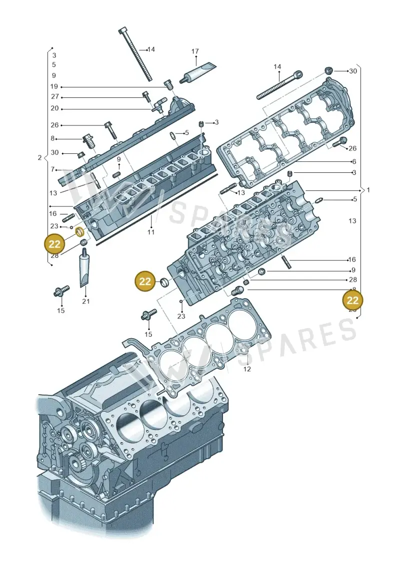 078103113E — Audi A8L qu. 3.0 TDI (2013-2018) diagram 291103500, position 22
