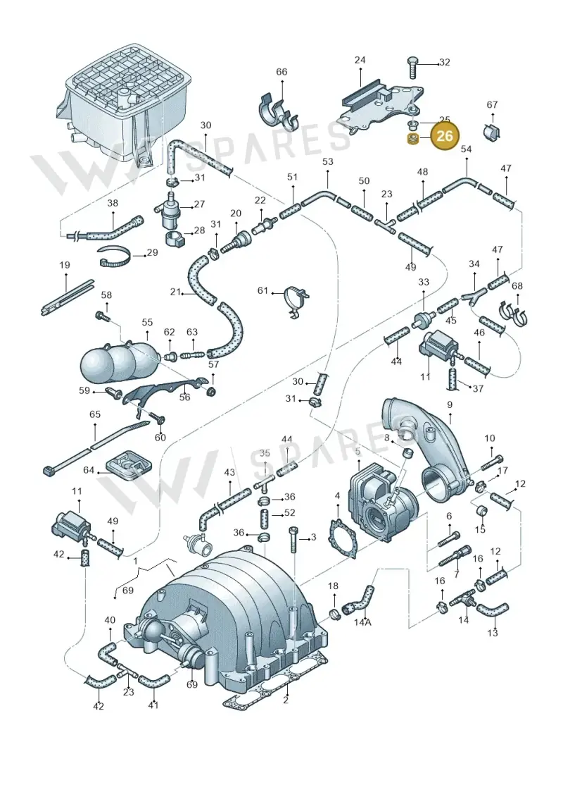 078129669 — Audi A8/S8/qu. lang (2003-2007) diagram 264133780, position 26