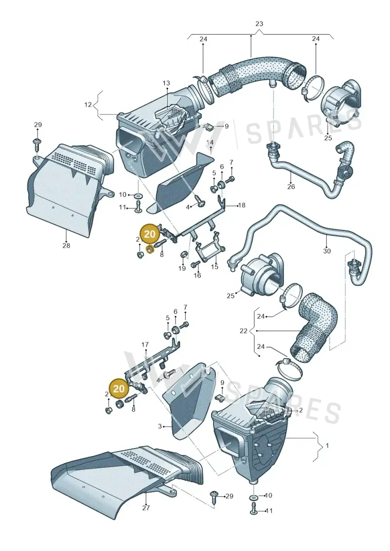 078129669 — Audi RS4 Av. qu. 4.2 (2012-2015) diagram 695133100, position 20