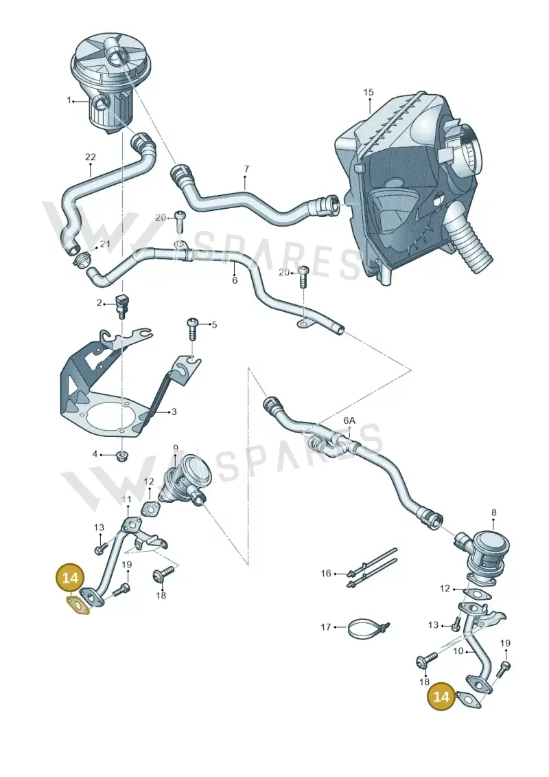 078131120K — Audi A6 2.7 TDI (2008-2011) diagram 603131150, position 14