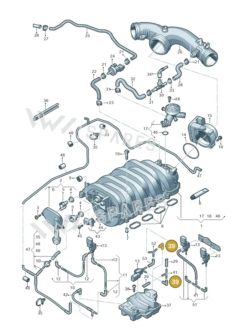 078131179 — Audi A8L qu. 3.0 TDI (2009-2014) diagram 696133470, position 39
