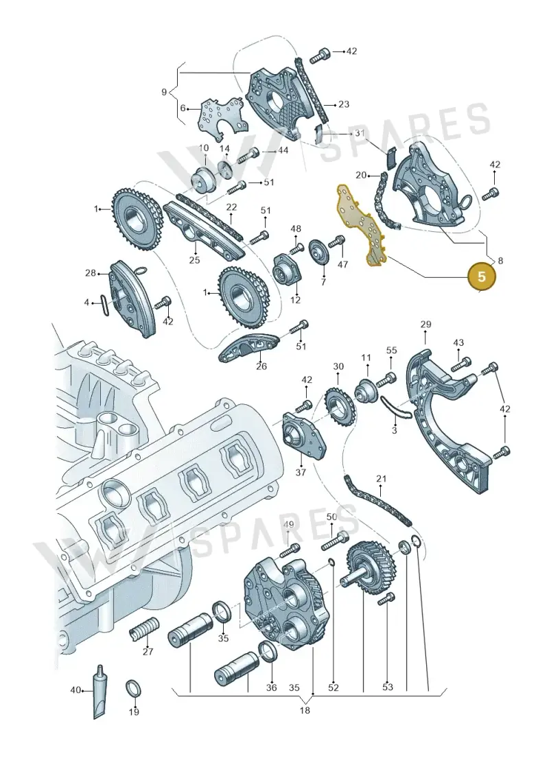 079109139J — Audi A8L qu. 3.0 TDI (2009-2014) diagram 771109350, position 5