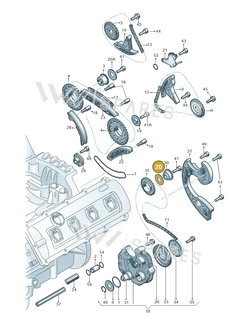 079109315 — Audi A8/S8/qu. lang (2003-2007) diagram 291109600, position 20