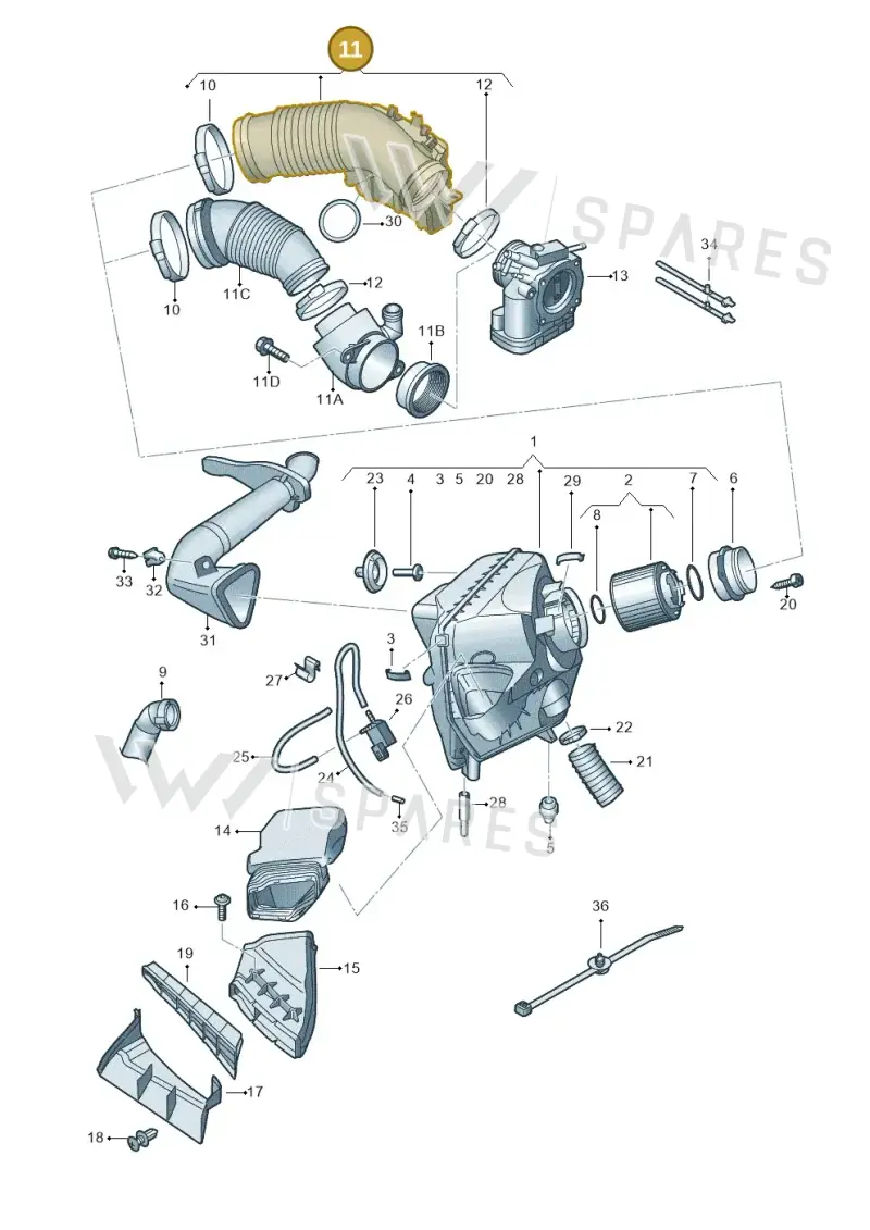 079129628A — Audi A6 2.7 TDI (2008-2011) diagram 448133400, position 11