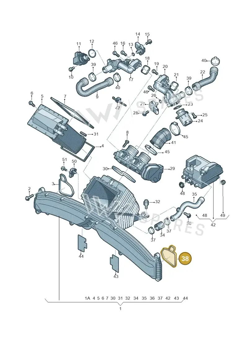 079129717J — Audi A7 Sportback (2014-2018) diagram 696145440, position 38