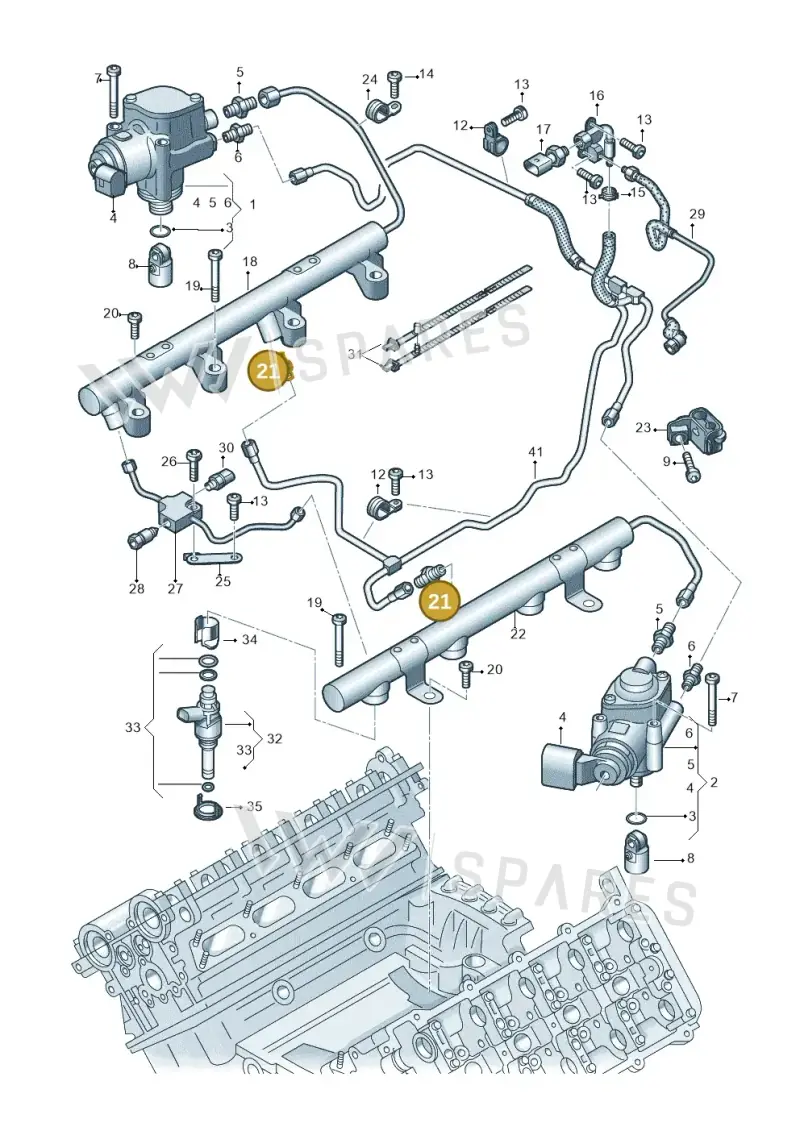 079130757 — Audi R8 qu. 5.2 (2012-2015) diagram 752133200, position 21