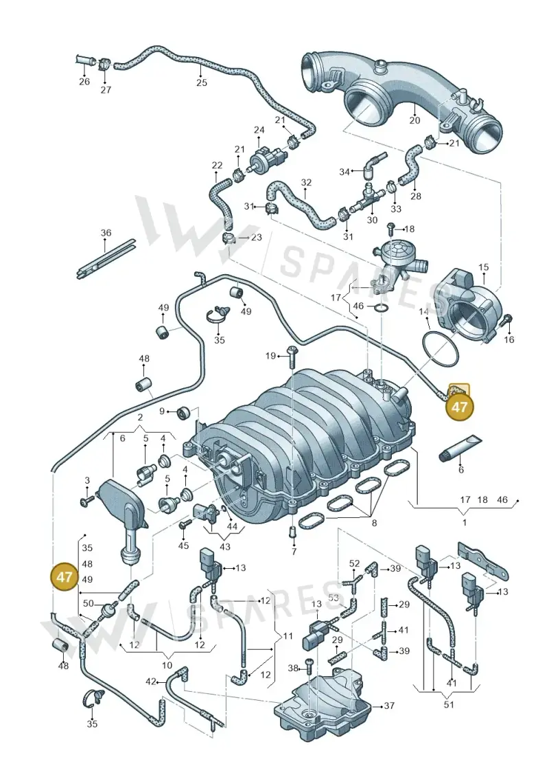 079131055CL — Audi A8L qu. 3.0 TDI (2009-2014) diagram 696133470, position 47