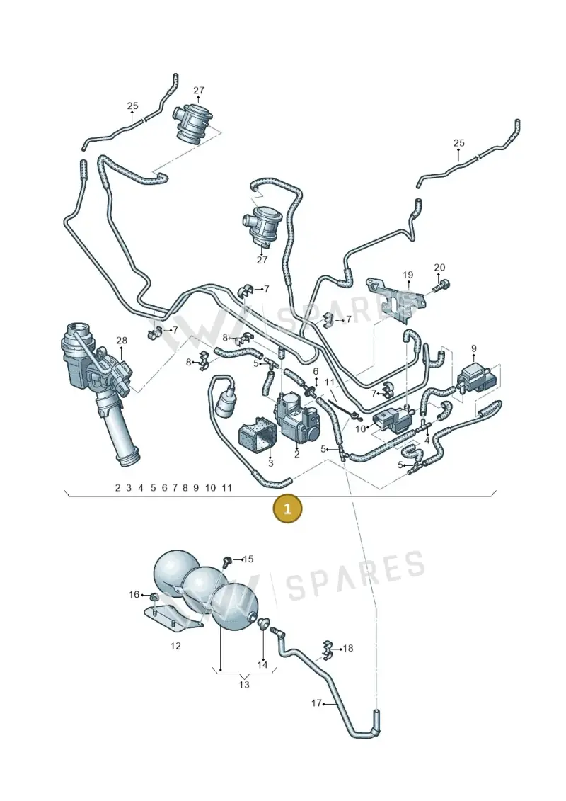 079131055DP — Audi A8L qu. 3.0 TDI (2013-2018) diagram 696133330, position 1