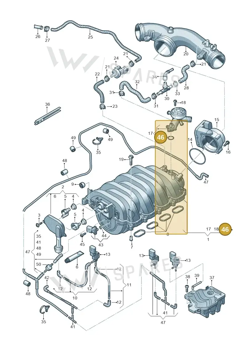 079133073E — Audi A8L qu. 3.0 TDI (2009-2014) diagram 696133370, position 46