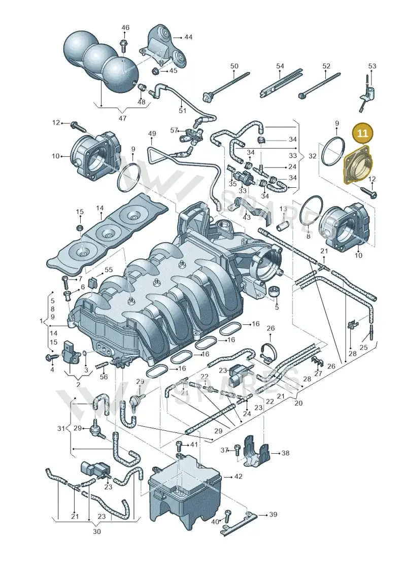 079133181D — Audi RS4 Av. qu. 4.2 (2012-2015) diagram 695133200, position 11