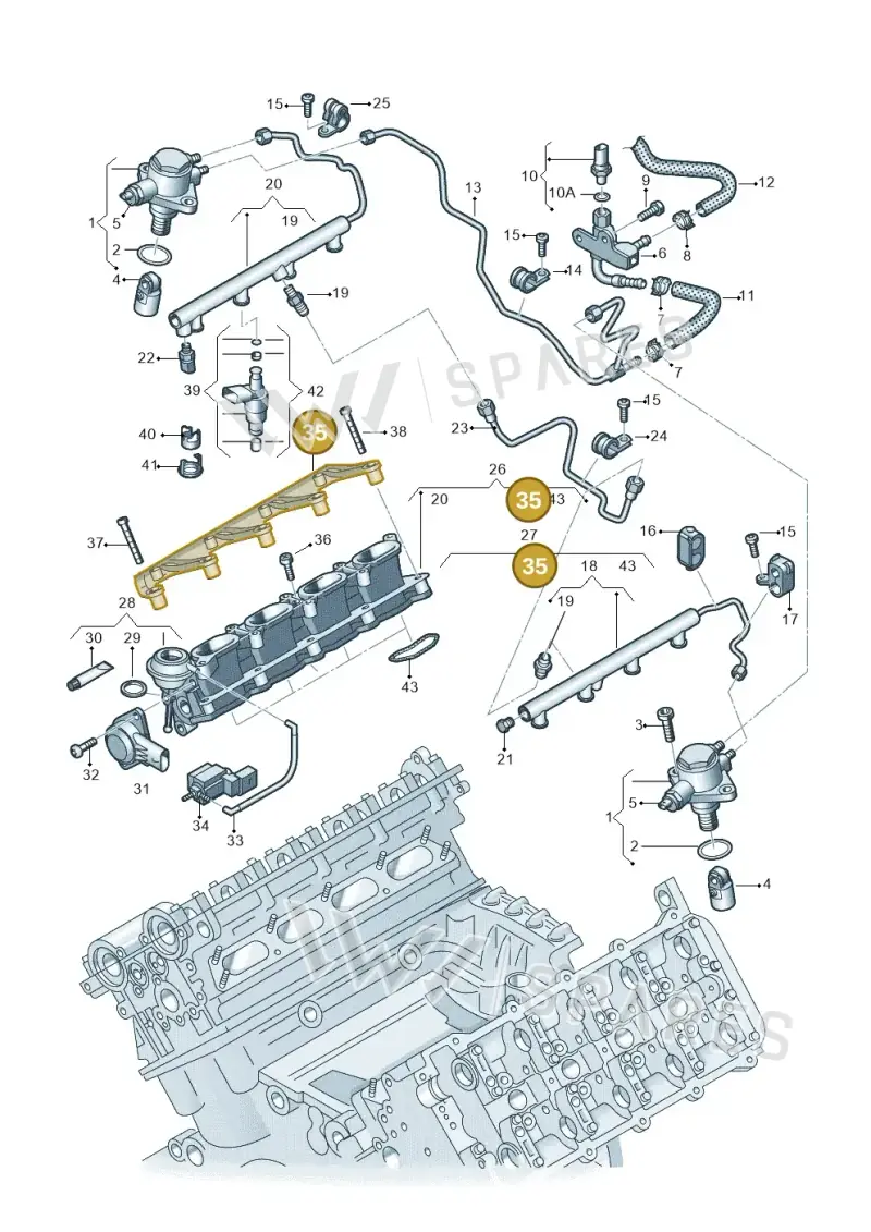 079133340H — Audi RS4 Av. qu. 4.2 (2012-2015) diagram 695133300, position 35