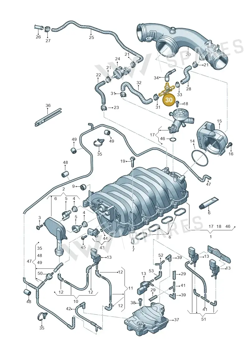 079133753 — Audi A8L qu. 3.0 TDI (2009-2014) diagram 696133470, position 30