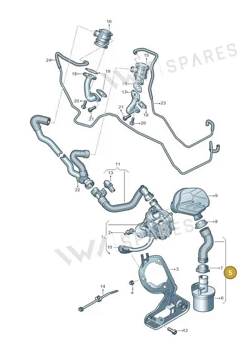 079133889J — Audi A7 Sportback (2014-2018) diagram 711131400, position 5