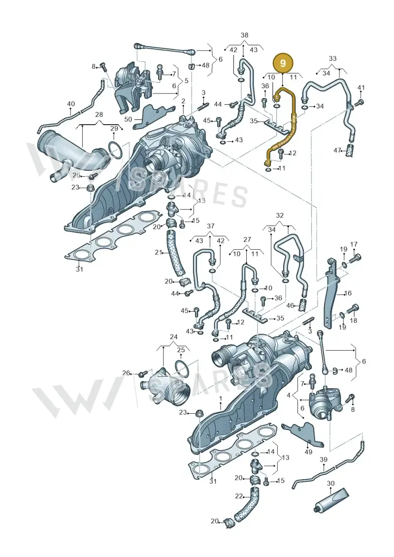 079145140E — Audi A8L qu. 3.0 TDI (2009-2014) diagram 696145250, position 9
