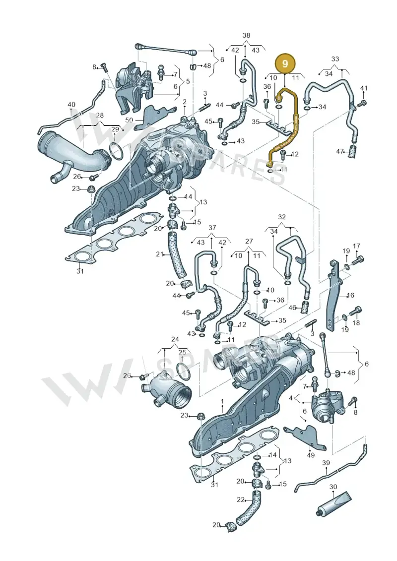 079145140F — Audi A7 Sportback (2014-2018) diagram 696145250, position 9