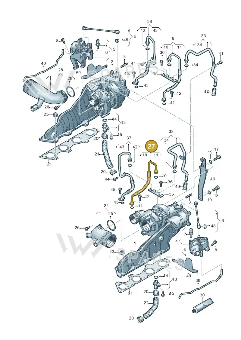 079145141F — Audi A7 Sportback (2014-2018) diagram 696145250, position 27