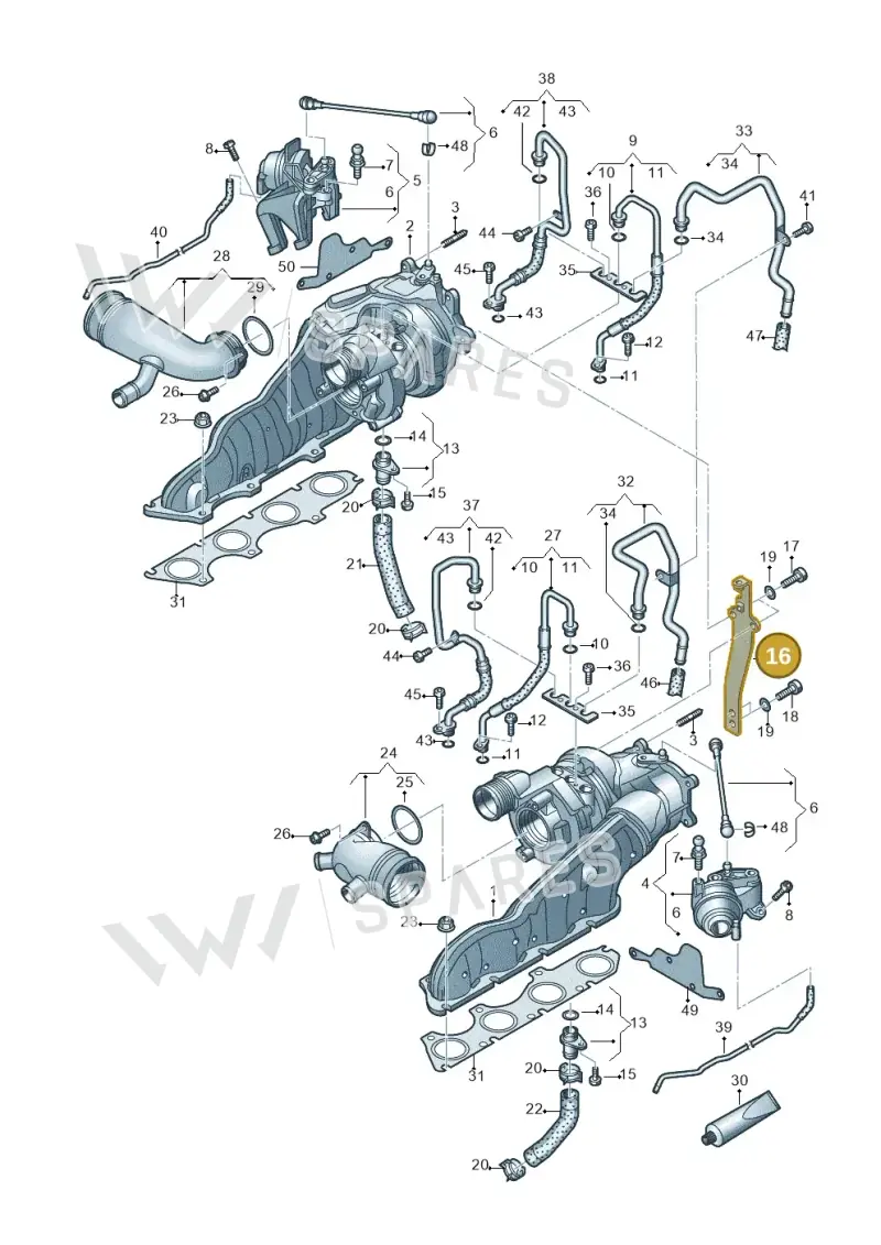 079145536G — Audi A7 Sportback (2014-2018) diagram 696145250, position 16