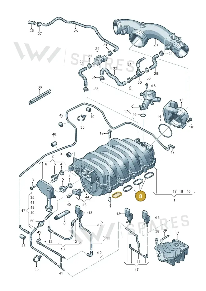 079198717 — Audi A8L qu. 3.0 TDI (2009-2014) diagram 696133370, position 8
