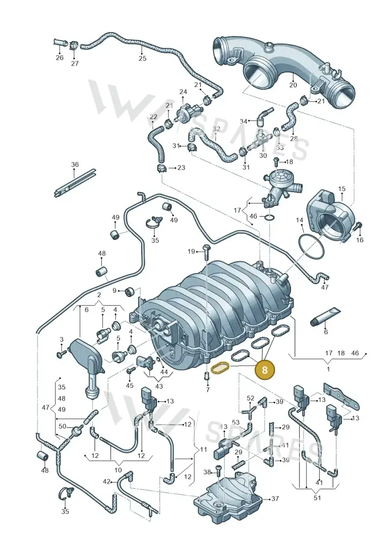 079198717 — Audi A8L qu. 3.0 TDI (2009-2014) diagram 696133470, position 8
